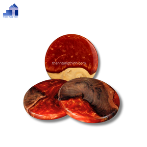 Juego de 4 Posavasos de Resina Epoxi y Madera, Patrón de Grano de Madera Natural, Solo Lavar a Mano, Aptos para Alimentos, Hechos en Vietnam - Product Image 3