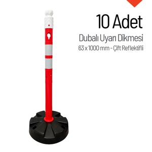 เสาจราจรสีแดง 10 ชิ้น พร้อมทุ่นสะท้อนแสง 2 ด้าน - ขนาด 105 x 6 ซม. ทำจากวัสดุ PE และยาง สำหรับความปลอดภัยบนท้องถนนและการจราจร - Product Image 4