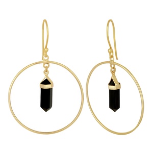 Meilleure vente en argent Sterling fin naturel noir Onyx pierres précieuses balancent boucle d'oreille bijoux personnalisés pour les femmes cadeau pour elle - Product Image 1