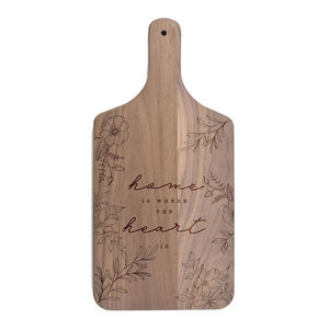 Planche à découper en bois d'acacia peinte à la main avec un design floral Planche de service décorative ronde unique et ustensiles de cuisine - Product Image 5