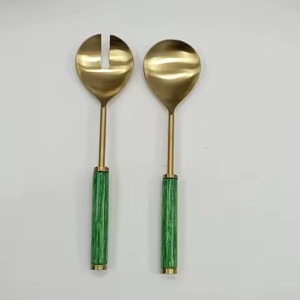 Luxury Stainless Steel Silver Polished <b>Salad</b> <b>Server</b> with Twig Handmade Handle For Dining Table <b>Salad</b> <b>Server</b> Set - Product Image 5