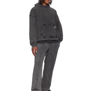 Sweat à capuche pour homme 100% coton coupe classique, broderie 3D, impression numérique, délavé à l'acide, teint uni, vintage, imperméable, automne - Product Image 2