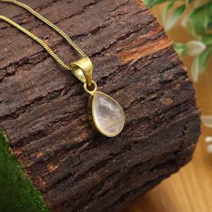 Lapis Lazuli collier en forme de larme plaqué or pendentif en pierre précieuse délicate pierre bleue bijoux janvier pierre de naissance cadeau Boho Chic tous les jours - Product Image 2