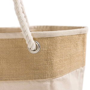 Sac fourre-tout en jute et toile de couleur unie de qualité supérieure avec fermeture éclair, caractéristiques thermiques portables, logo personnalisable pour toutes les saisons - Product Image 5