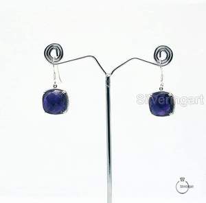 Boucles d'oreilles pendantes pour femmes, pierre précieuse améthyste naturelle, pierre de naissance de février, Noël, mariage, bijoux faits à la main, boucles d'oreilles en argent sterling 925 - Product Image 1
