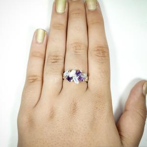 Bague exquise améthyste délicate et pierre de lune en argent sterling 925 bijoux en pierres précieuses faits à la main cadeau élégant pour elle - Product Image 4
