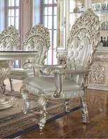 Ensemble de table à manger pliable moderne européen de luxe 5 pièces, en bois de mahogany massif sculpté à la main, chaises en similicuir, finition argentée, pour hôtel
