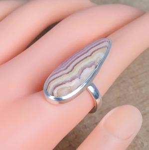 Anillo de piedras preciosas en forma de pera de Plata de Ley 925 Rodocrosita Rosa Natural, joyería hecha a mano, regalo de Navidad, tamaño ajustable - Product Image 4