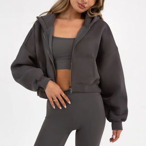 Sweat à capuche en coton polaire doux avec fermeture éclair pour femmes, sweat-shirt d'entraînement actif, sweat à capuche pour femmes - Product Image 6