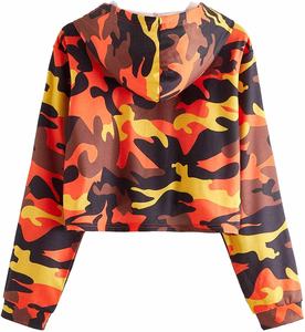 Sudadera corta con capucha para mujer, de camuflaje, informal, venta al por mayor - Product Image 5