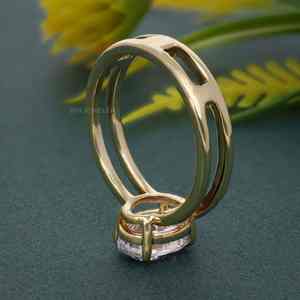 Top tendance 1Ct ovale IGI certifié VVS Lab diamant cultivé plaqué or 925 argent Double Double bande bague de fiançailles pour les femmes - Product Image 5