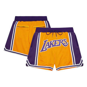 Usine directe hommes rétro basket-ball Shorts High Street Vintage Polyester taille moyenne Double couche poche maille conception - Product Image 2