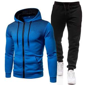 Chándal estampado informal de invierno de fábrica OEM, conjunto de entrenamiento de fútbol, chaqueta con cremallera para hombre, pantalones para correr, ropa deportiva de secado rápido - Product Image 3