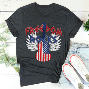 T-shirt Freedom Rocks 100% coton, tissu jersey respirant, décoration logo - Product Image 1