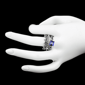 Anillo de Mujer con Piedras Decorativas - Plata - Azul - Product Image 2