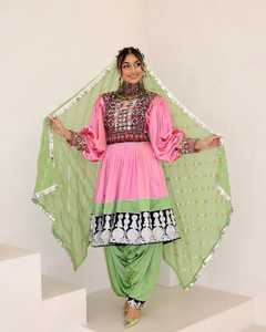 ชุดเดรส kuchi ชนเผ่าวินเทจแบบดั้งเดิมอัฟกานิสถาน/ปากีสถานชุดปาร์ตี้หลากสีมีซิปตกแต่งด้วยกระดุมเอวธรรมชาติ - Product Image 6