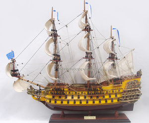 OLD TALL SHIP LE SOLEIL ROYAAL PAINTED / <b>WOODEN</b> SHIP <b>MODEL</b> / HANDICRAFT OLD SHIP <b>MODEL</b> - Product Image 5