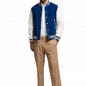 Premium Custom Cool Style Winter Men's Stand Collar Front Logo Eco-Friendly Casual Varsity Baseball <b>Jacket</b> - Product Image 6