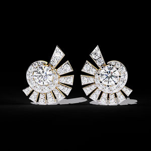 Charming Handmade Women's <b>Earrings</b> 14KT White <b>Gold</b> Plated with round Brilliant Cut Moissanite Diamond Elegant & Fancy Look - Product Image 2