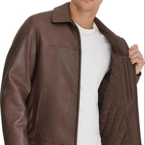 Chaqueta de cuero estilo clásico Premium para hombre con logotipo personalizado informal con transpirable de talla grande para invierno 2025 ajustada - Product Image 4