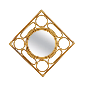 Handcrafted natural <b>Vintage</b> rattan wall decor <b>mirror</b> wall decor <b>mirrors</b> for walls wholesale price from Vietnam artisans - Product Image 4