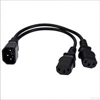 Kabel Adaptor Splitter Tipe Y 30CM, Kabel Pendek IEC 320 C14 Male ke Dual C13 Female untuk Komputer Host Display