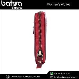 Modern Designer Women's Luxury Genuine Leather <b>Wallet</b> Stylish <b>Zipper</b> Closure with RFID Protection and Polyester Lining - Product Image 5