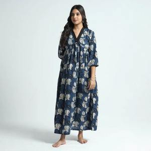 Vestido de novia Floral con estampado de algodón indio hecho a mano, ropa de fiesta larga elegante para mujer de verano, moda Natural dulce personalizada - Product Image 5