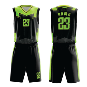 Maillots et shorts de basketball personnalisés en coton biologique respirant 100 % avec impression par transfert thermique pour hommes et femmes – Noir Plus - Product Image 3