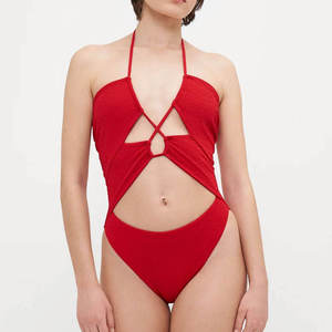 Traje de Baño Monokini de Una Pieza con Corte Alto y Logotipo Frontal, Secado Rápido, Tejido Transpirable y Ecológico, Ajuste Cómodo para Viajes y Vacaciones - Product Image 1