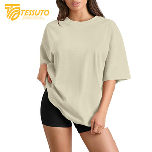Camiseta básica de gran tamaño con logotipo de impresión personalizado de peso pesado Camiseta de algodón 100% de moda de talla grande de alta calidad para mujer - Product Image 6