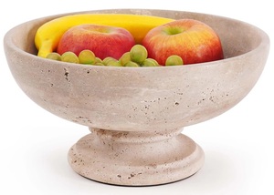 ชามหินทราเวอร์ทีนพรีเมียมพร้อมฐาน ดีไซน์หรูหรา งานฝีมือประณีต ทนทาน ให้เสน่ห์แบบธรรมชาติสำหรับการตกแต่งบ้านสไตล์โมเดิร์น - Product Image 2