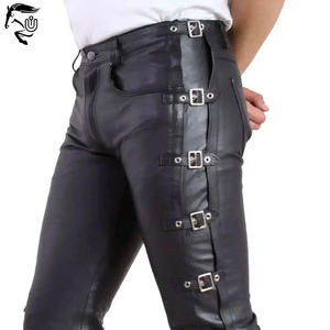 Pantalones de Cuero Casuales, Delgados y Duraderos, Cómodos, Antiarrugas, con Cierre de Botones, Estilo Motociclista, para Hombre, Ajuste Invernal - Product Image 3
