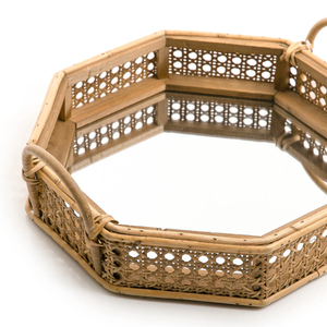 Luxury Rattan <b>Tray</b> With Stylish <b>Mirror</b> Handwoven Unique Design Perfect For Home Decor Entertaining And Gifts - Product Image 2