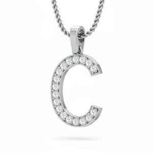 Colgante de Letra C de Oro y Diamantes de Moda, Oro de 18K con Diamantes Naturales, Joyería Fina Personalizada Minimalista, Regalo para Mujer - Product Image 1