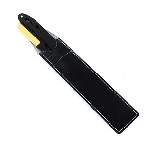 Rasoir de rasage manuel de haute qualité avec pochette en cuir Rasoirs de barbier en acier inoxydable à bord droit noir de meilleure qualité - Product Image 5