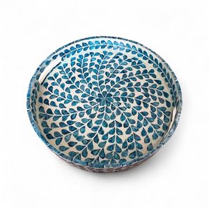 Plateau en nacre fait à la main, plateau de service décoratif, incrustation de coquillages, écologique, pour la maison, la cuisine, la table - Product Image 1