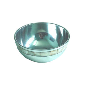 High Quality Bowl Mirror Polish Cast Aluminum Made Round Shaped Bowl with One Line Mosaic on Out <b>Side</b> for Sale Kitchenware Bowl - Product Image 1
