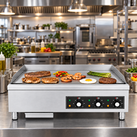 Grill électrique industriel robuste à surface plate 9500W, contrôle de température 3 zones, plaque épaisse de 16 mm, acier inoxydable, 380V