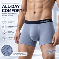 Boxers pour hommes avec logo personnalisé, en micro-mesh, 81% nylon, 19% élasthanne, respirants, extensibles, avec entrejambe en coton