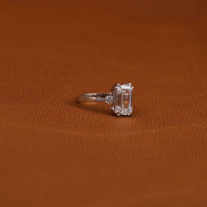 10KT <b>Solid</b> Gold Luxury Wedding Ring Emerald Cut Lab Grown Diamond Engagement Solitaire IGI Bezel Setting Trendy Style - Product Image 5