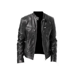 Chaqueta de cuero de estilo Vintage para hombre de piel de vaca auténtica 100% para la temporada de invierno, nuevo abrigo elegante con cuello levantado en relieve, lona de otoño - Product Image 1