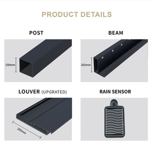 بيرجولا بيوكليماتيكية 6×4 متر للاستخدام الخارجي، مصنوعة من الألومنيوم مع سقف قابل للتعديل ومقاوم للماء، مناسبة للفناء وجانب حمام السباحة. - Product Image 4