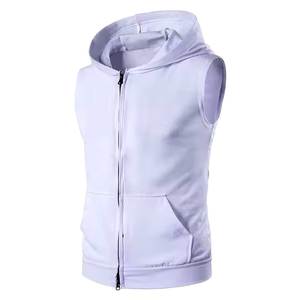 Wholesale OEM Premium Customized <b>Hoody</b> High Quality Cotton/polyester Raw Across Back Boxy Fit Sleeveless <b>Gym</b> Track <b>Hoodies</b> - Product Image 3