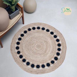 Tapis en jute moderne vintage avec motif floral et feuilles, tissage texturé écologique pour une maison confortable et une utilisation au sol lors de mariages - Product Image 2