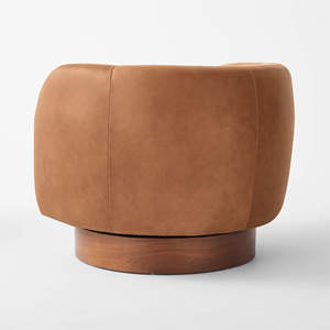 Fauteuil pivotant moderne en cuir avec structure en bois, fauteuil <span class=keywords><strong>de</strong></span> détente individuel, fauteuil d'appoint pour salon, appartement, hôtel - Product Image 2