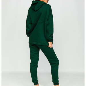 Conjunto Deportivo de Invierno para Mujer, Talla Grande, Color Sólido, 100% Algodón, Sudadera con Capucha y Pantalones Jogger de Dos Piezas - Product Image 5