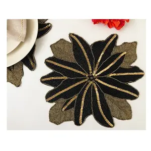 Star Shape Kitchen Table Decor Table Coasters Mats Set Beaded Round Place-mats Office Coffee Dining Decor At Competitive Price