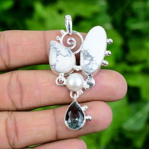 925 joyería colgante clásica sólida para mujer 925 plata esterlina howlita piedra preciosa estilo bohemio colgante hecho a mano Regalo para mamá - Product Image 4