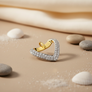 จี้เพชรรูปหัวใจสำหรับผู้หญิง ชุบทองและเงิน เครื่องประดับหรูหรา - Product Image 1